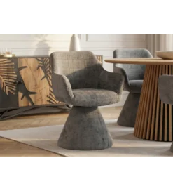 Krzesło obrotowe AMBIENTO 79 cm 180 stopni chenille szare