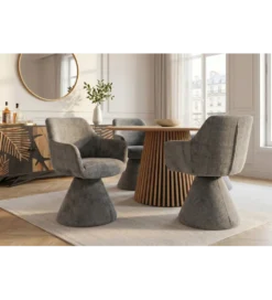 Krzesło obrotowe AMBIENTO 79 cm 180 stopni chenille szare