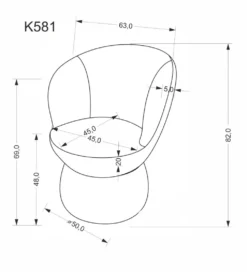 Krzesło obrotowe K581 82 cm popielate