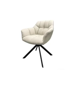 Krzesło obrotowe PAPILLON 83 cm 180 stopni skórzane beżowe