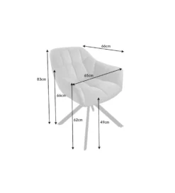 Krzesło obrotowe PAPILLON 83 cm 180 stopni skórzane beżowe