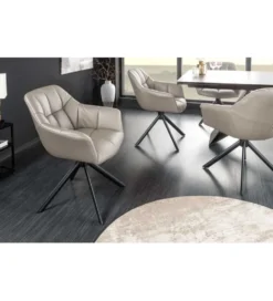 Krzesło obrotowe PAPILLON 83 cm 180 stopni skórzany taupe