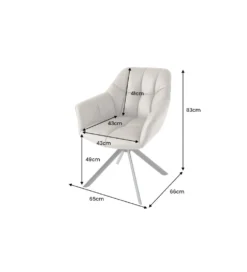 Krzesło obrotowe PAPILLON 83 cm 180 stopni skórzany taupe