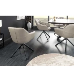 Krzesło obrotowe PAPILLON 83 cm 180 stopni skórzany taupe