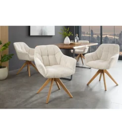 Krzesło obrotowe PAPILLON 83 cm 180 stopni chenille champagne beige