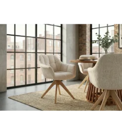 Krzesło obrotowe PAPILLON 83 cm 180 stopni chenille champagne beige