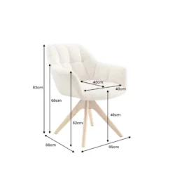 Krzesło obrotowe PAPILLON 83 cm 180 stopni chenille champagne beige
