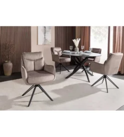 Krzesło obrotowe PROMETHEUS 88 cm 180 stopni welwet taupe