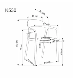 Krzesło ogrodowe K530 80 cm czarne naturalne