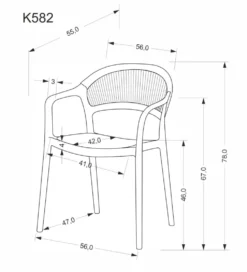 Krzesło ogrodowe K582 78 cm czarny naturalny