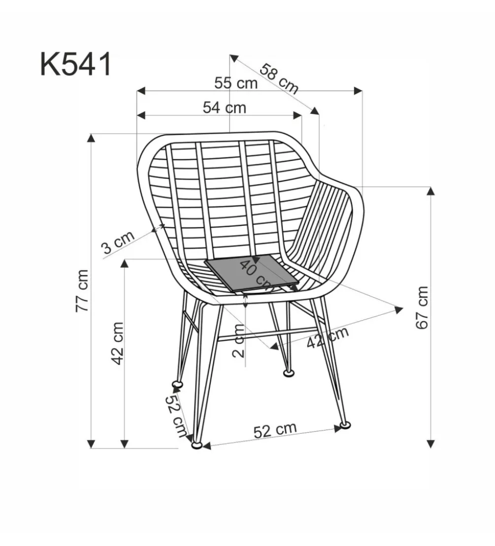 Krzesło ogrodowe K541 77 cm naturalne czarne