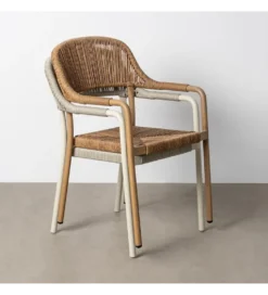 Krzesło OSTAMEER 82 cm plecionka w stylu rattan brązowe