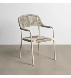 Krzesło OSTAMEER 82 cm plecionka w stylu rattan białe