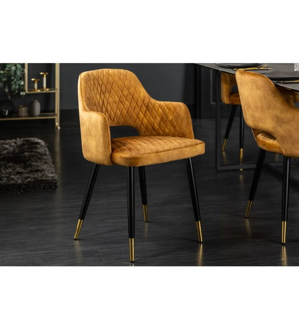 Krzesło PARIS velvet musztardowy