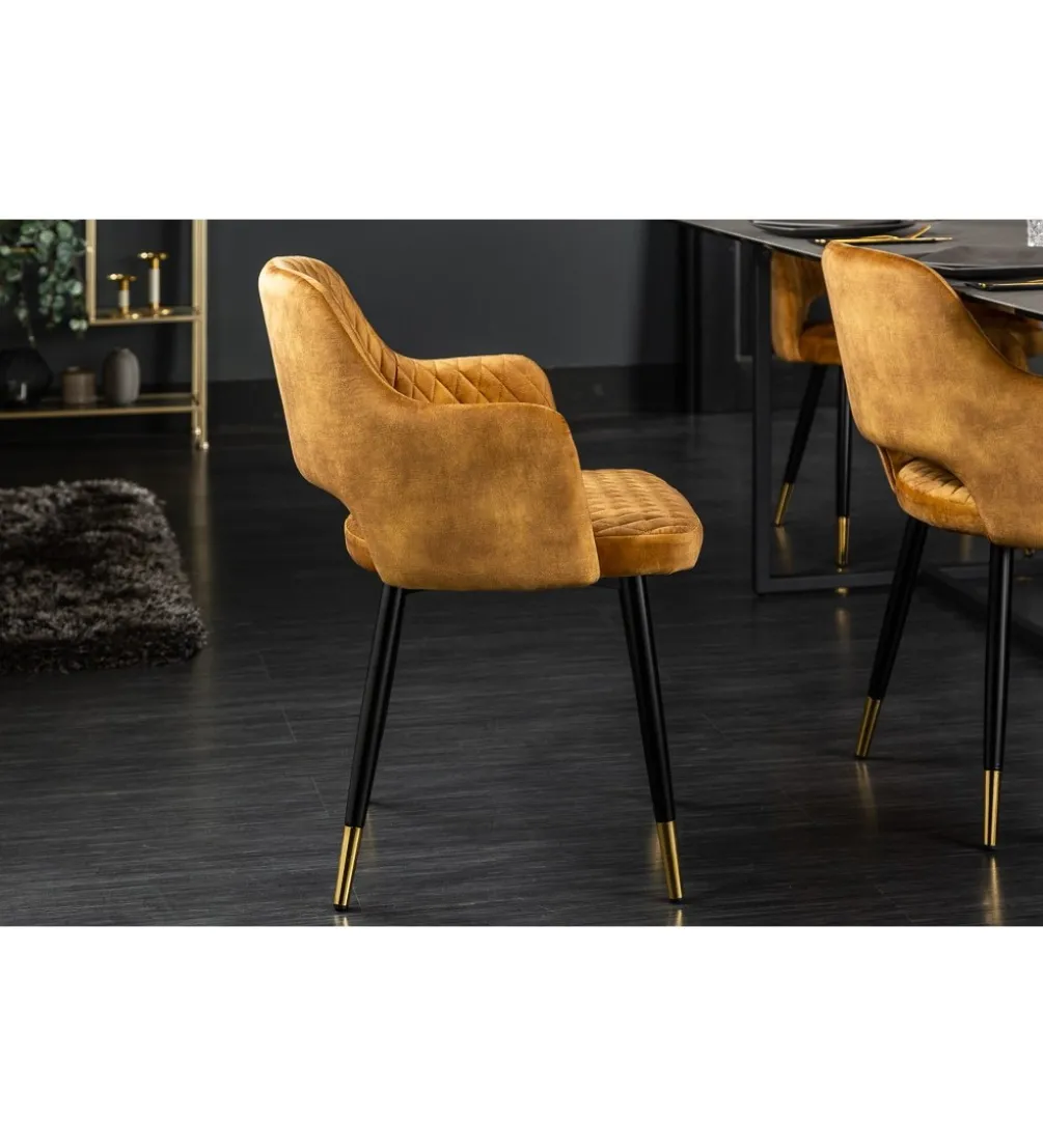 Krzesło PARIS velvet musztardowy