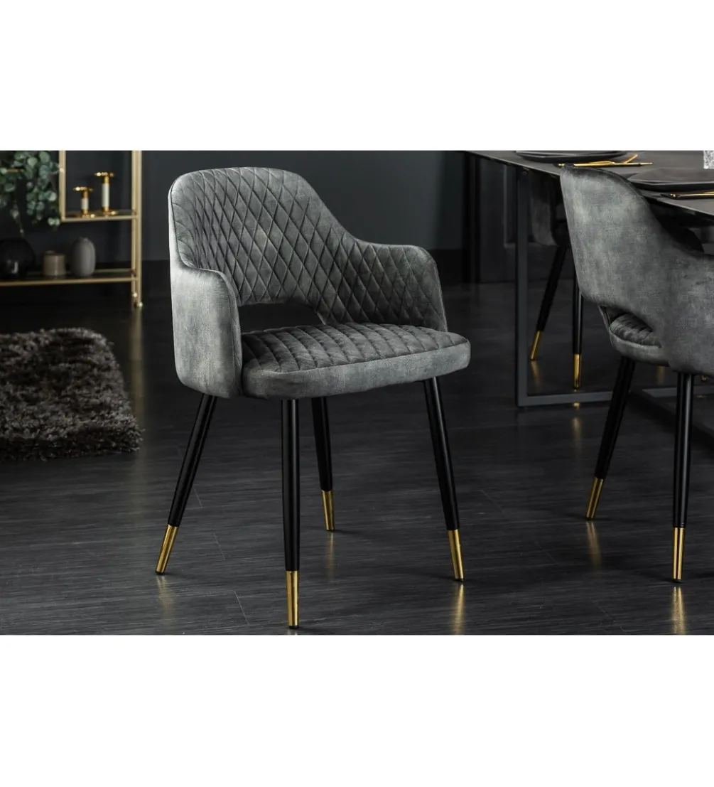 Krzesło Paris Velvet szaro zielone