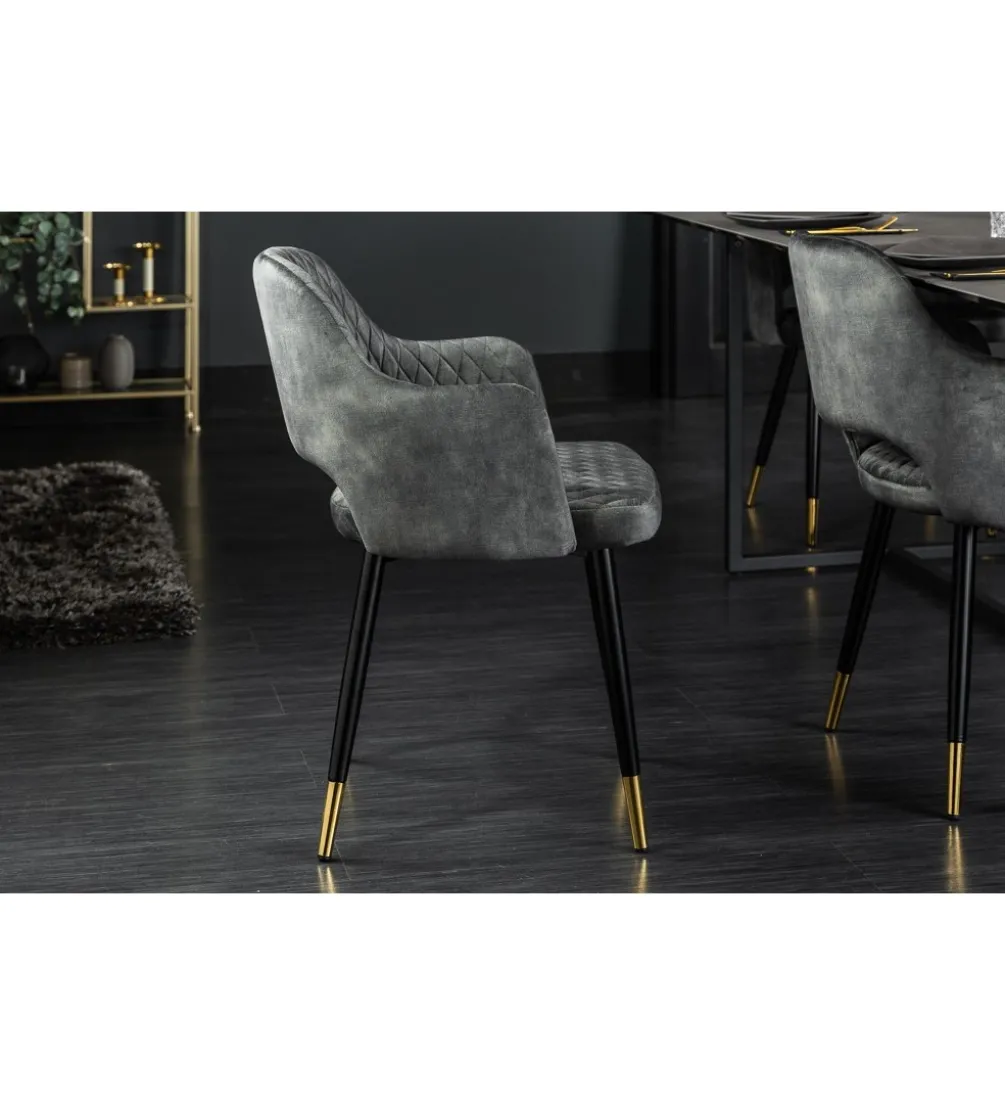 Krzesło Paris Velvet szaro zielone