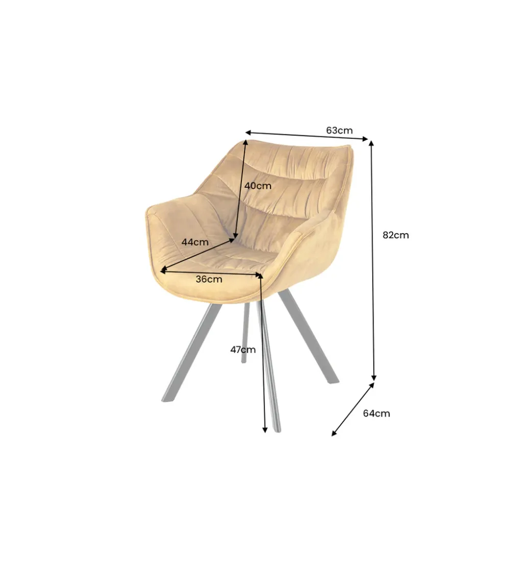 Krzesło THE DUTCH COMFORT z podłokietnikami welur musztardowy