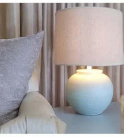 Lampa stołowa ABARLE ceramika antyczna biel