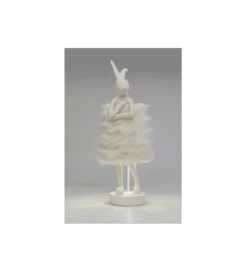Lampa stołowa ANIMAL RABBIT FUR 68 cm srebrno biała