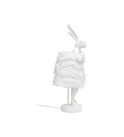 Lampa stołowa ANIMAL RABBIT FUR 68 cm srebrno biała