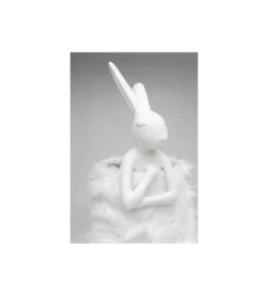 Lampa stołowa ANIMAL RABBIT FUR 68 cm srebrno biała