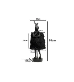 Lampa stołowa ANIMAL RABBIT FUR 68 cm czarna