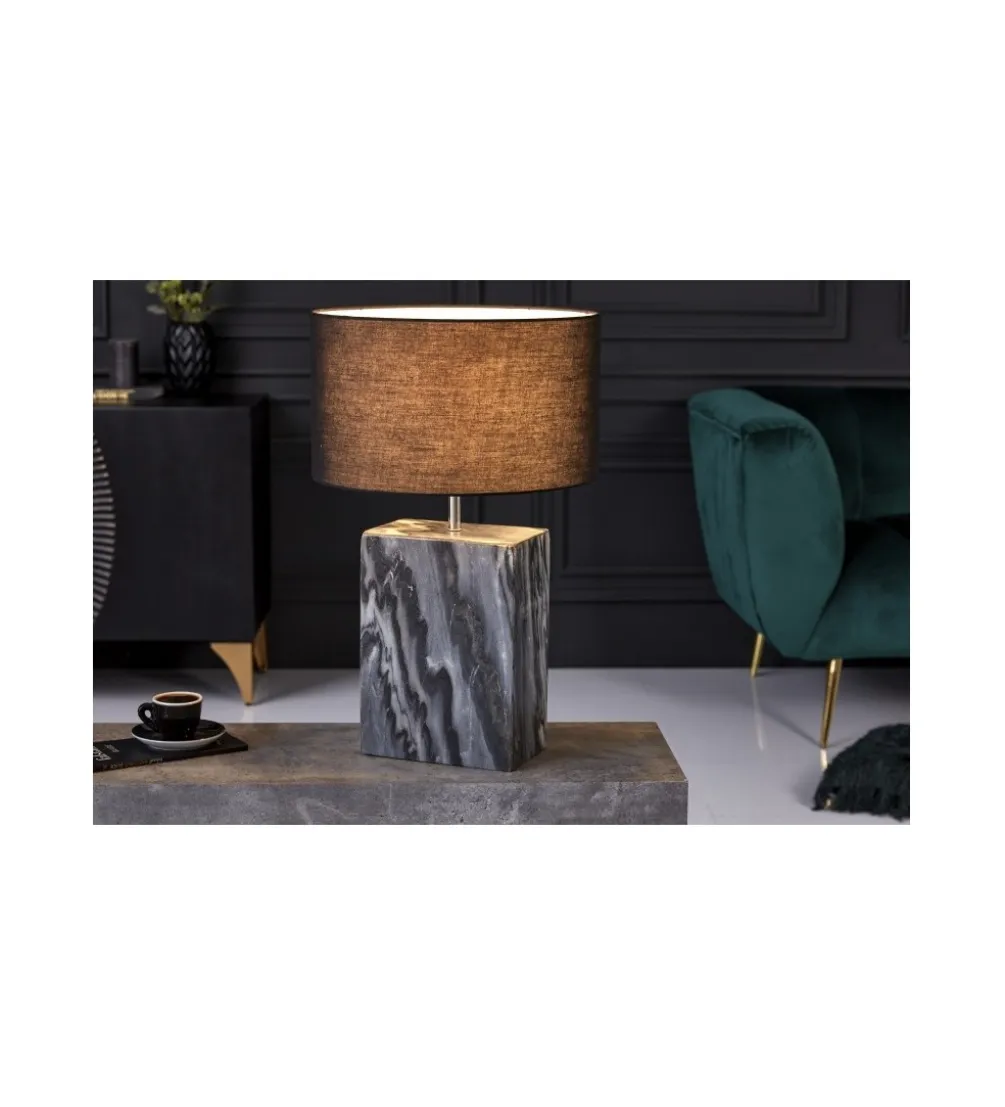Lampa stołowa BRANDE 55 cm marmur czarna