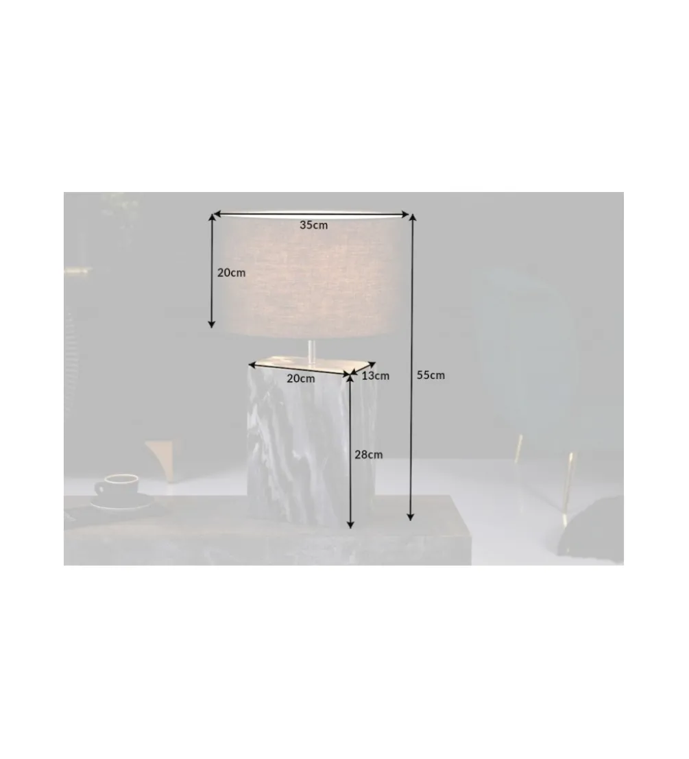 Lampa stołowa BRANDE 55 cm marmur czarna