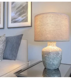 Lampa stołowa DADET 28 cm ceramika antyczna biała