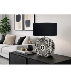 Lampa stołowa HARMONY NATURE 65 cm czarnobiała