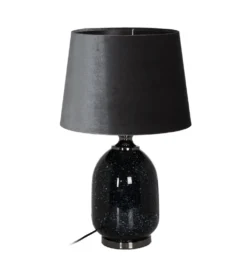 Lampa stołowa HEMLA 64 cm szklana czarno szara