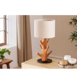 Lampa stołowa JEWELRY 60 cm drewno mangostan boucle