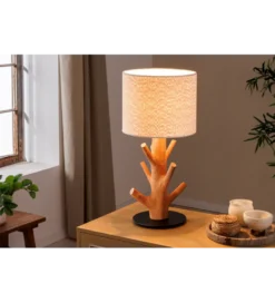 Lampa stołowa JEWELRY 60 cm drewno mangostan boucle