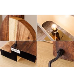 Lampa stołowa LOVERS 60 cm drewno deszczowe boucle