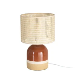 Lampa stołowa MENOSEA 37 cm terrakota kremowa