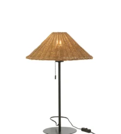 Lampa stołowa MERTAN 50 cm rattan czarna