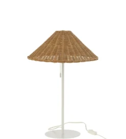 Lampa stołowa MERTAN 50 cm rattan biała