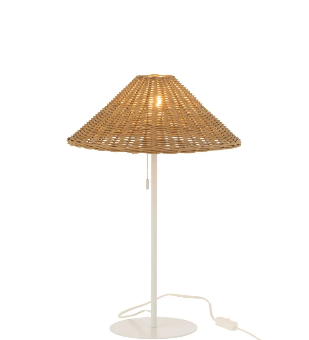 Lampa stołowa MERTAN 50 cm rattan biała