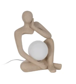 Lampa stołowa MUJER 35 cm beżowo biała
