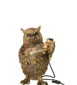 Lampa stołowa OWL 37 cm antyczny złoto