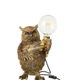 Lampa stołowa OWL 37 cm antyczny złoto