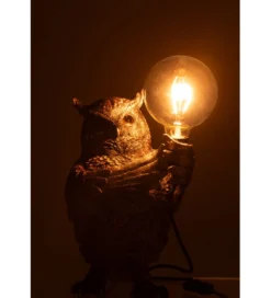 Lampa stołowa OWL 37 cm antyczny złoto