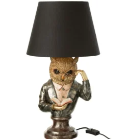 Lampa stołowa OWL SHADE 56 cm złoto antyczny brąz