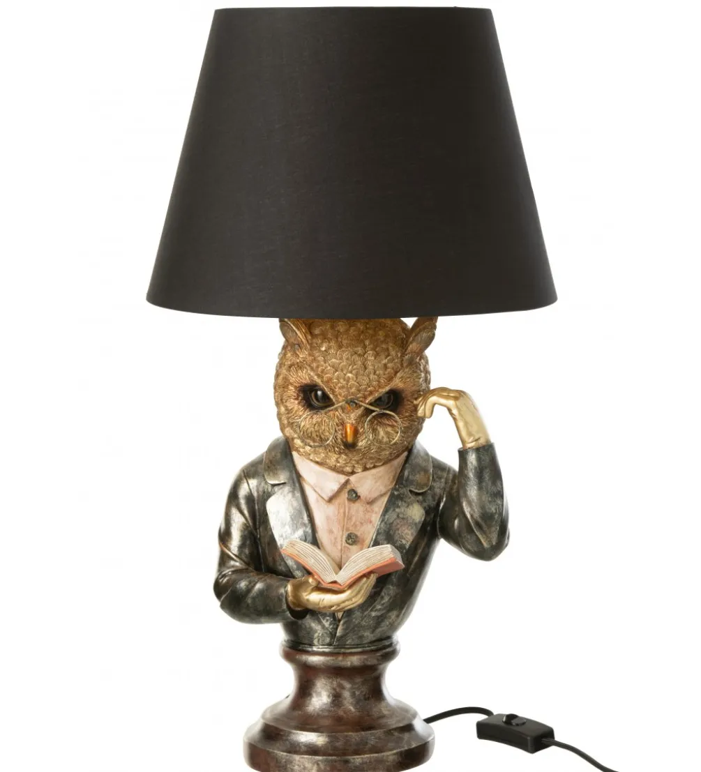 Lampa stołowa OWL SHADE 56 cm złoto antyczny brąz