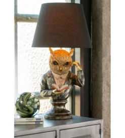 Lampa stołowa OWL SHADE 56 cm złoto antyczny brąz