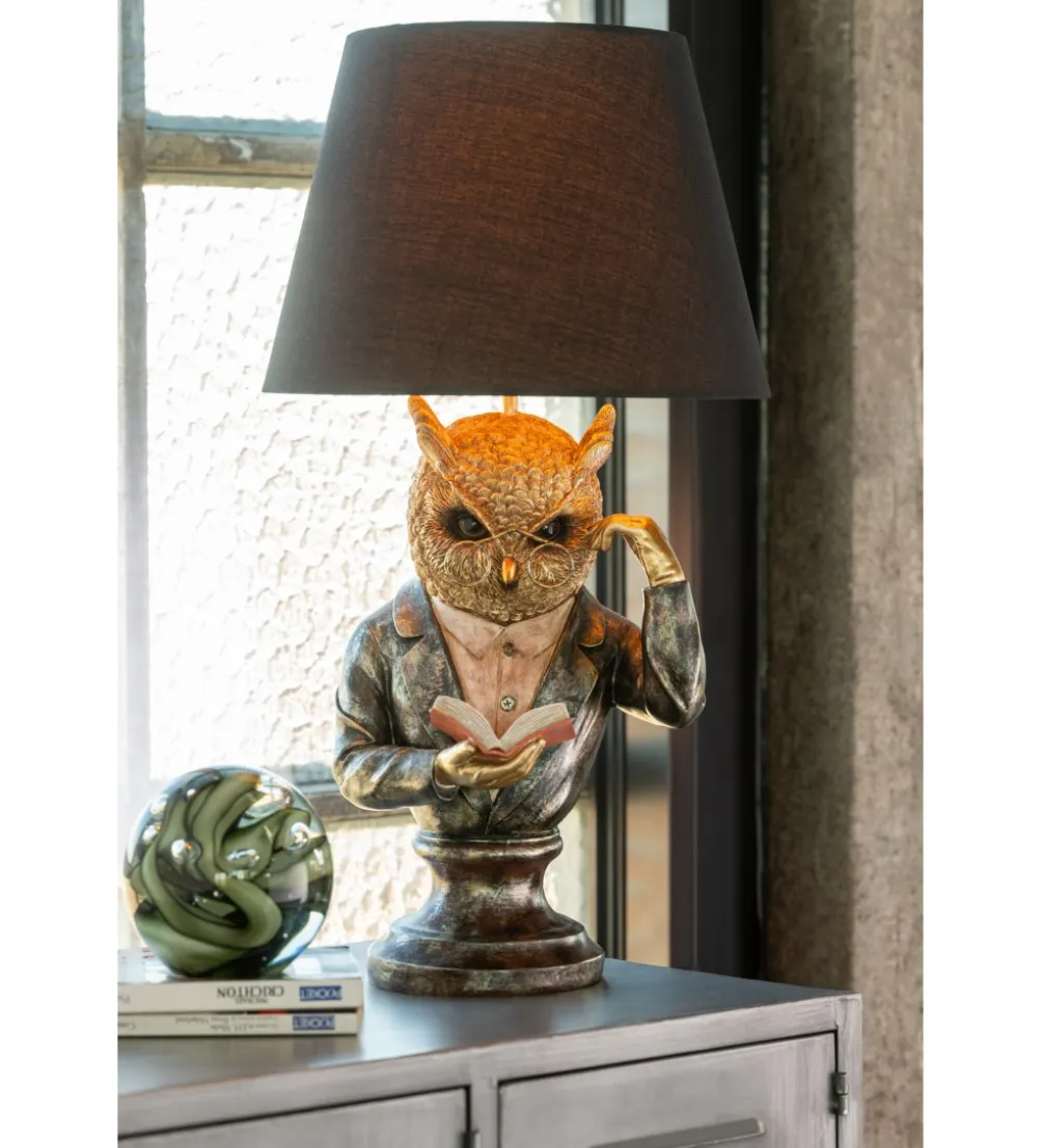 Lampa stołowa OWL SHADE 56 cm złoto antyczny brąz