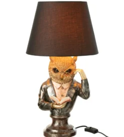 Lampa stołowa OWL SHADE 56 cm złoto antyczny brąz