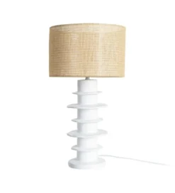Lampa stołowa RESINA 70 cm biała naturalna