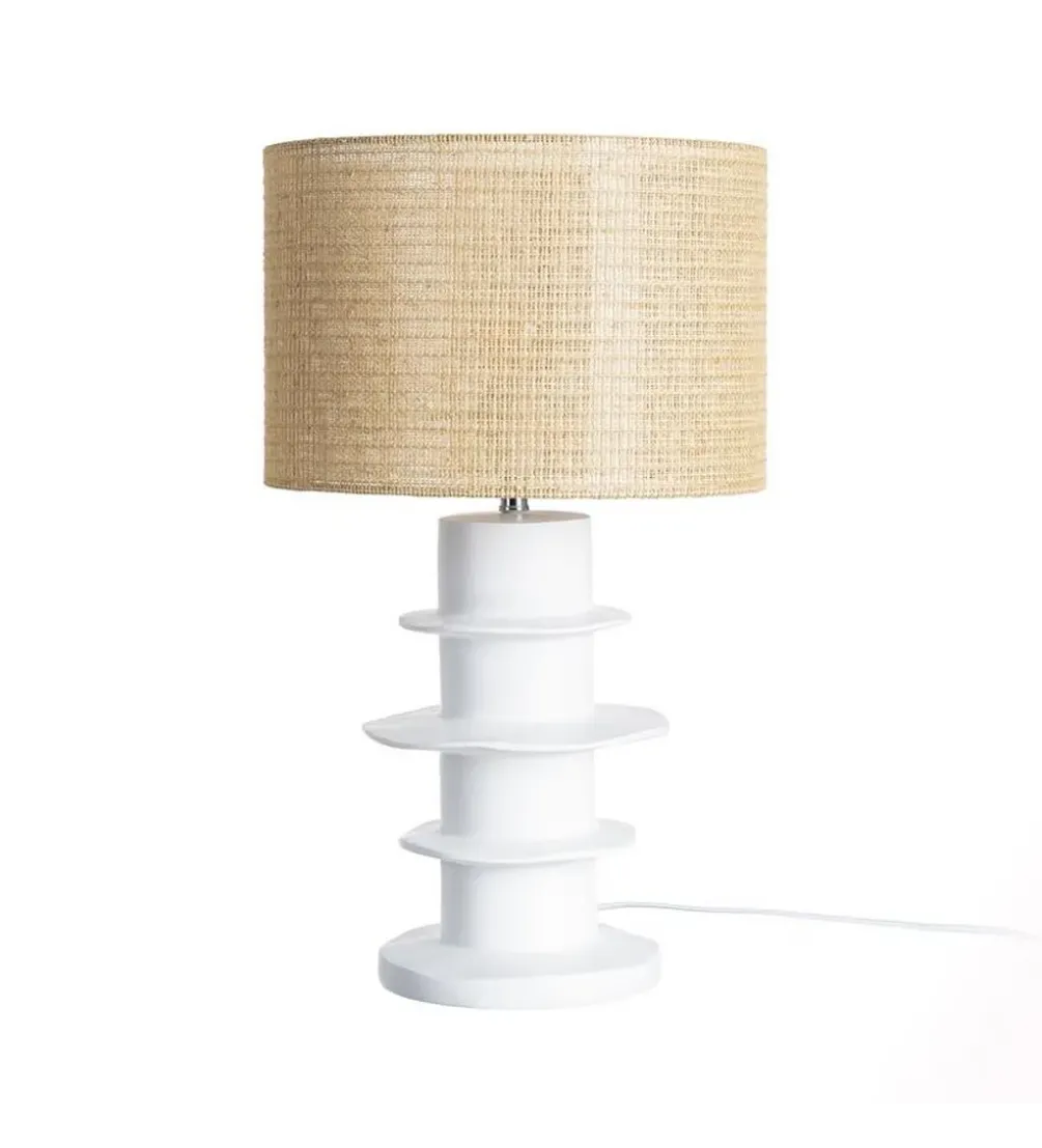 Lampa stołowa RESINA 55 cm biała naturalna